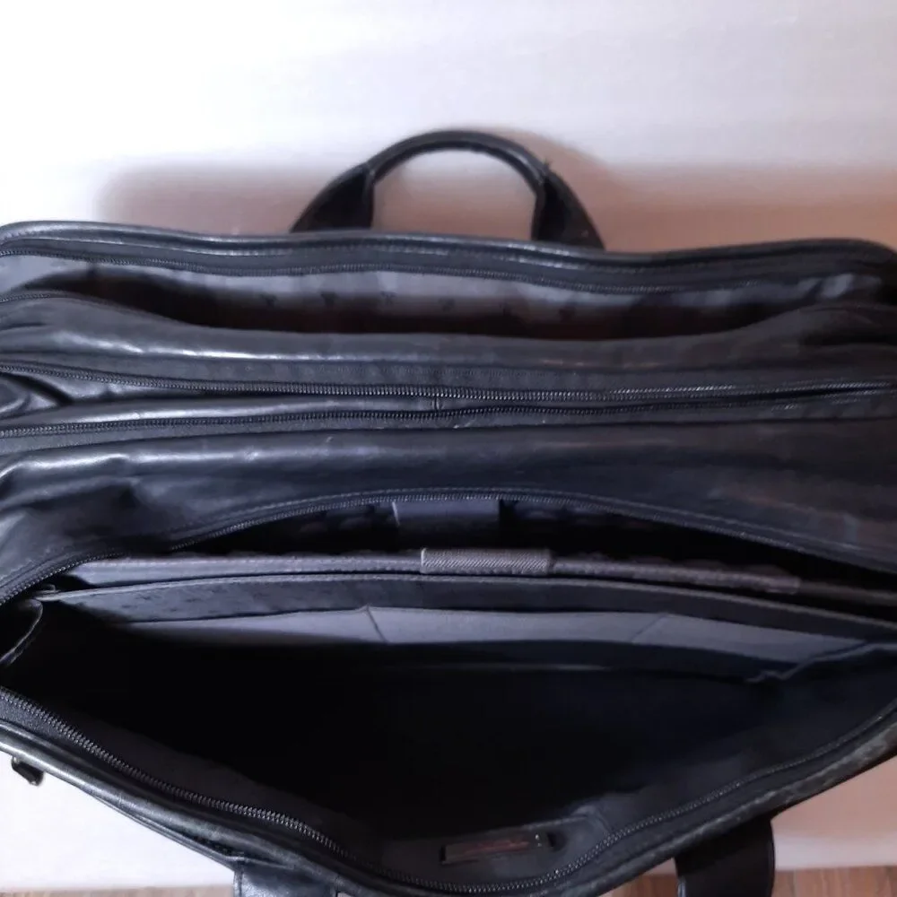 Tumi Alpha 2 Laptop Briefcase bag Black Napa Leather 96160D4 Computer distressed